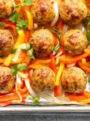 Chicken Meatballs with Peppers and Onions | thecozyapron.com