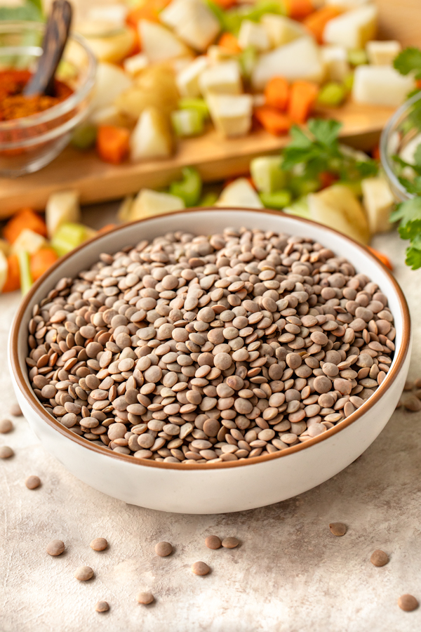 Ingredients for Lentil Vegetable Soup | thecozyapron.com