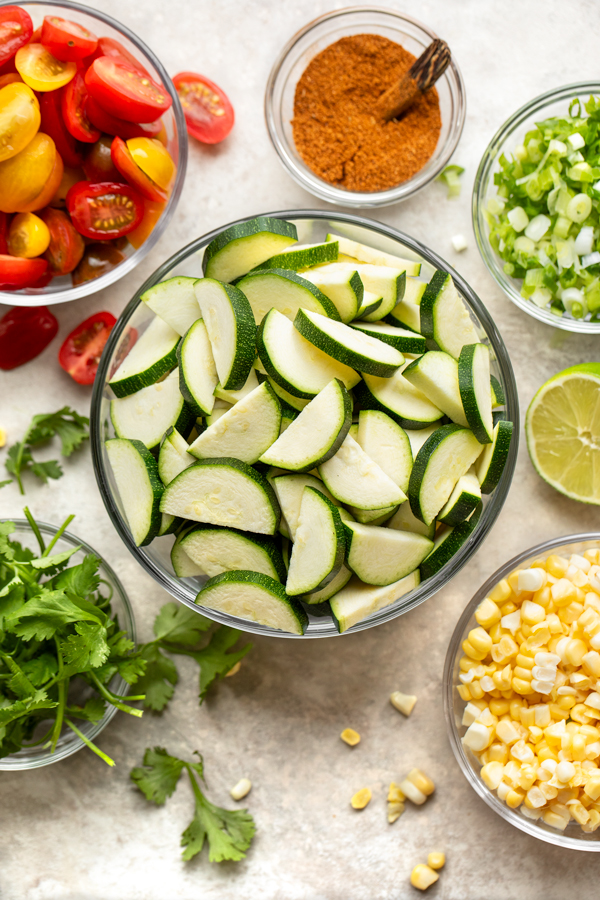 Ingredients for Zucchini Salad | thecozyapron.com