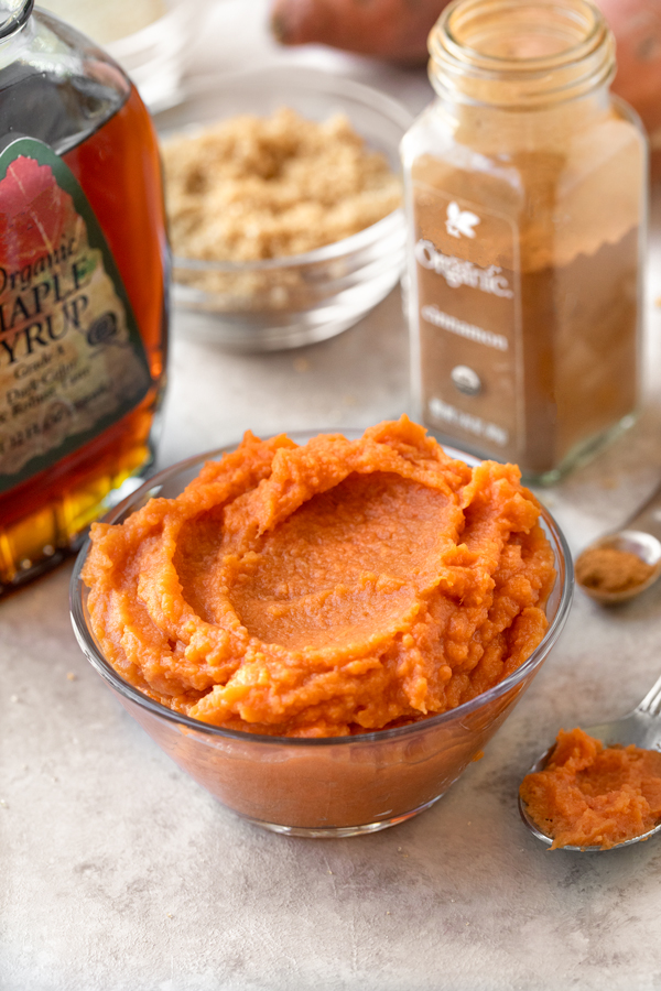 Ingredients for Maple Sweet Potato Bread | thecozyapron.com