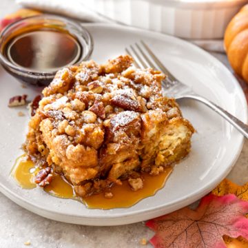 Pumpkin French Toast Casserole | thecozyapron.com